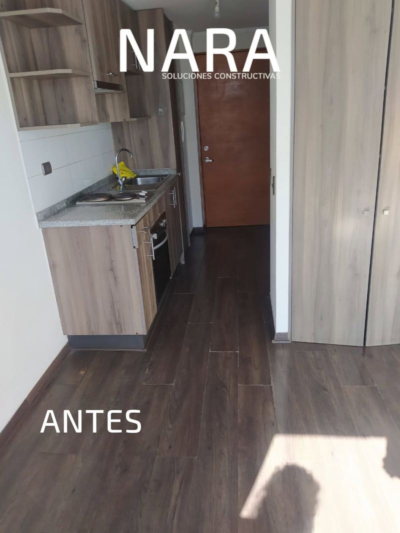 Antes: cambio de piso flotante en cocina y pasillo